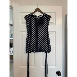 Loft | Striped Navy & White Short Sleeve Blouse